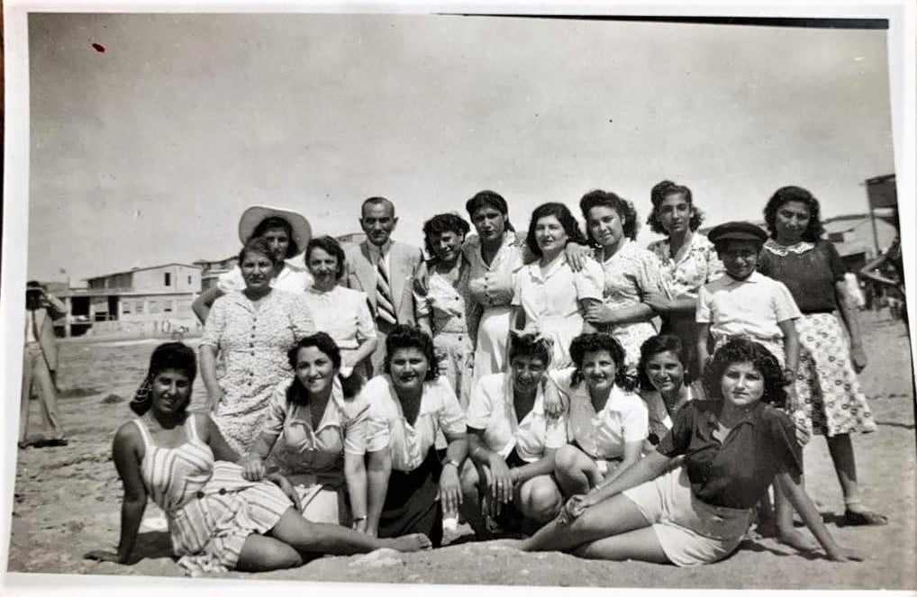 FB Serge's Grandpa Levon Enokian with his Armenian Atelier couturières at a beach in Alexandria during a picnic in 1930s